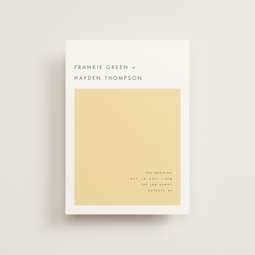 This is a buttercup petite wedding invitations with standard by Snow and Ivy called colorfield printing on signature in petite