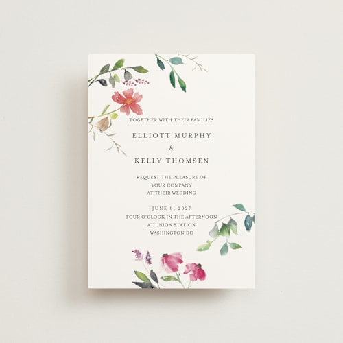 This is a floral petite wedding invitations with standard by Mere Paper called spring wildflowers printing on signature in petite