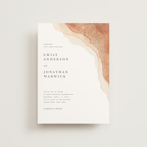 This is a desert petite wedding invitations with standard by Yuliya Evseeva called watercolor dune printing on signature in petite