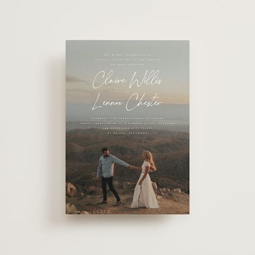 This is a chiffon petite wedding invitations with standard by Orasie called full photo printing on signature in petite