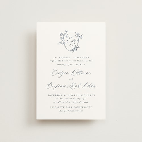 This is a twilight whisper petite wedding invitations with standard by Design Lotus called close to my heart printing on signature in petite