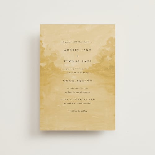 This is a sunrise petite wedding invitations with standard by Lindsay Megahed called silhouette printing on signature in petite