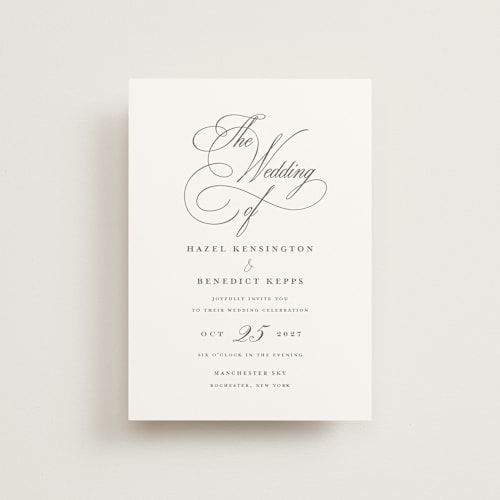 This is a pearl petite wedding invitations with standard by chocomocacino called scamorza printing on signature in petite