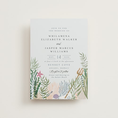 This is a sea petite wedding invitations with standard by Alethea and Ruth called part of your world from disney's little mermaid printing on signature in petite
