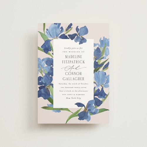 This is a natural petite wedding invitations with standard by Everett Paper Goods called irises printing on signature in petite