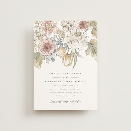 This is a garden rose petite wedding invitations with standard by Wildfield Paper Co called summer garden printing on signature in petite