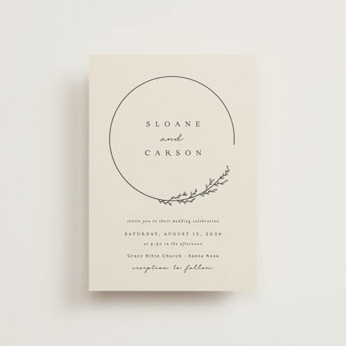 This is a almond petite wedding invitations with standard by Brianne Larsen called branched printing on signature in petite