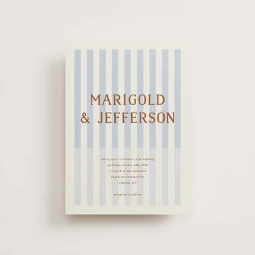 This is a wave petite wedding invitations with standard by Kelly Watkins called stripes printing on signature in petite