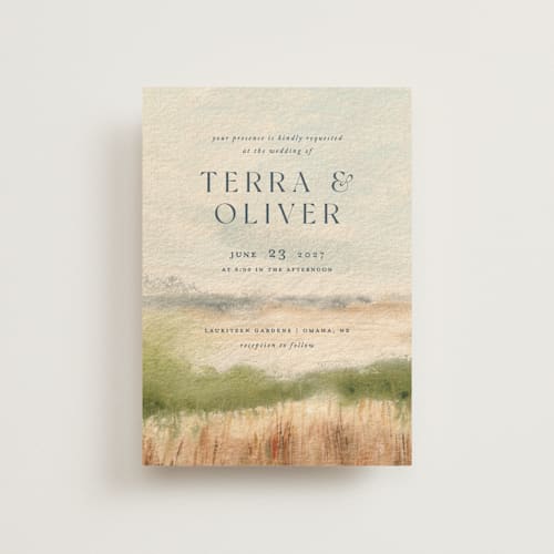 This is a meadow petite wedding invitations with standard by Holly Whitcomb called bluestem fields printing on signature in petite