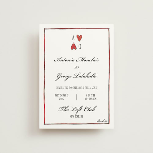 This is a lily petite wedding invitations with standard by Pati Cascino called two hearts printing on signature in petite