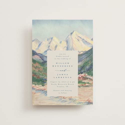 This is a summer petite wedding invitations with standard by Petra Kern called the valley printing on signature in petite