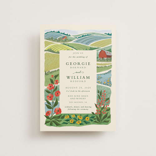 This is a barn petite wedding invitations with standard by Paper Sun Studio called farm and field printing on signature in petite