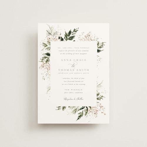 This is a porcelain petite wedding invitations with standard by Leah Bisch called grace printing on signature in petite