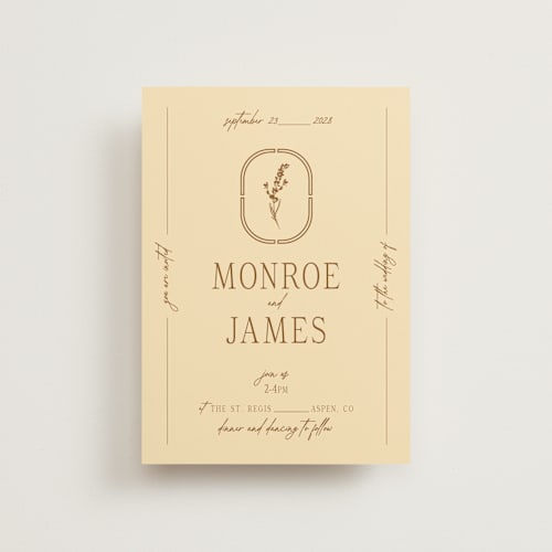 This is a bark petite wedding invitations with standard by Jen Ramsey called classic and floral printing on signature in petite