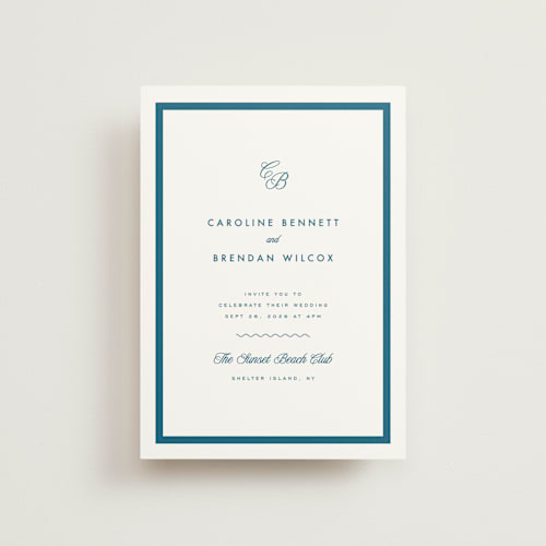 This is a ocean petite wedding invitations with standard by Kelly Schmidt called coast printing on signature in petite