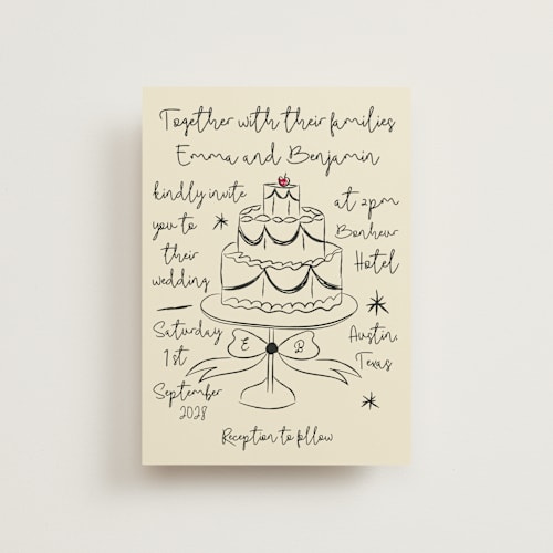 This is a champagne petite wedding invitations with standard by Helena Vitto called modern love printing on signature in petite