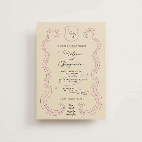 This is a linen petite wedding invitations with standard by Helena Vitto called modern fairy tale printing on signature in petite