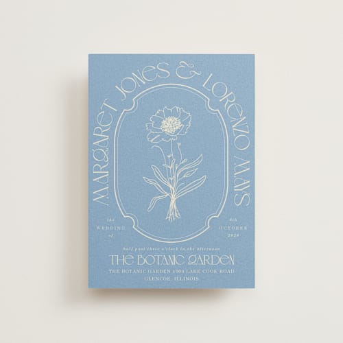 This is a cerulean petite wedding invitations with standard by Baumbirdy called flora arch printing on signature in petite