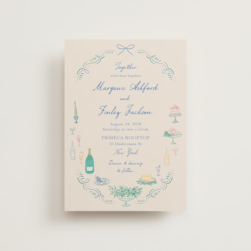 This is a pastel petite wedding invitations with standard by Elly called dining printing on signature in petite