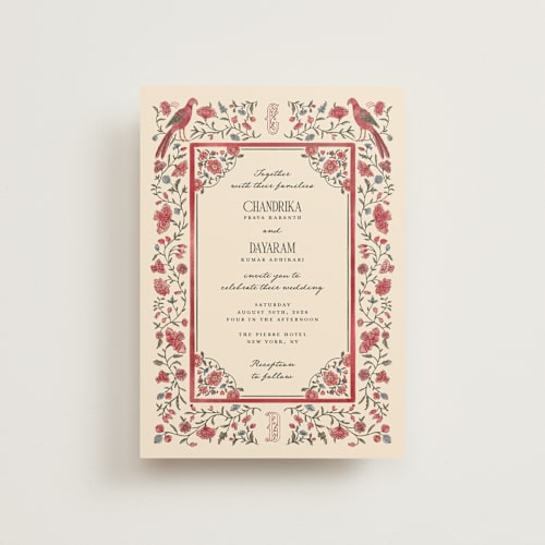 This is a almond petite wedding invitations with standard by Jenna Holcomb called tapestry printing on signature in petite