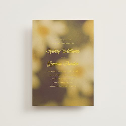 This is a island citrus petite wedding invitations with standard by Morgan Kendall called bloom printing on signature in petite