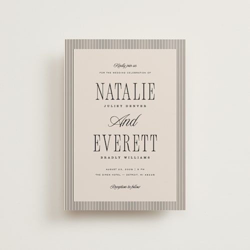 This is a noir petite wedding invitations with standard by Pixel and Hank called linea printing on signature in petite