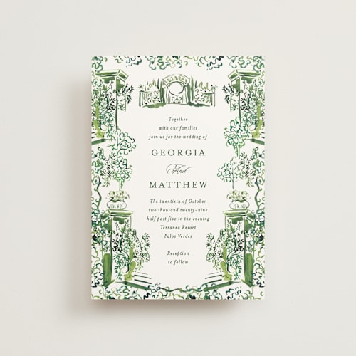 This is a sap petite wedding invitations with standard by Becky Nimoy called gates and pillars printing on signature in petite