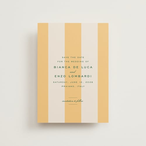 This is a sorbetto petite save the dates with standard by Megan Davis called campania printing on signature in petite