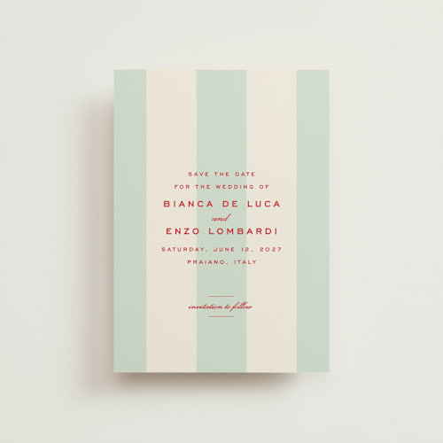 This is a fresca petite save the dates with standard by Megan Davis called campania printing on signature in petite