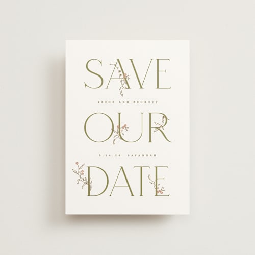 This is a ivy petite save the dates with standard by Susan Zinader called endless summer printing on signature in petite