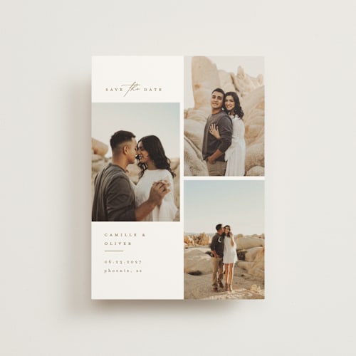 This is a cognac save the date postcards with standard by Kristie Kern called our romance printing on signature in postcard