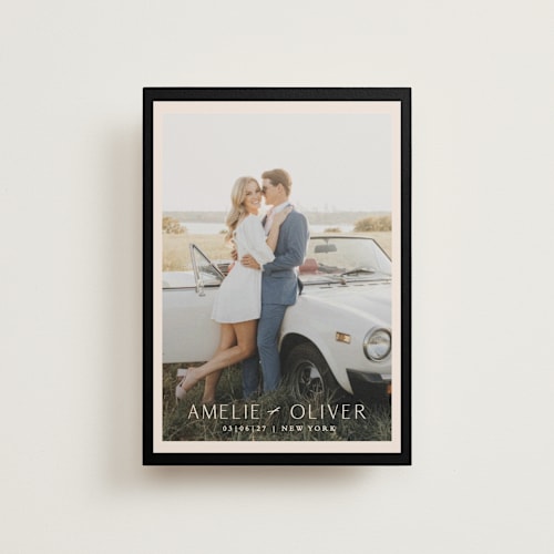 This is a onyx save the date postcards with standard by Angela Thompson called picturesque printing on signature in postcard