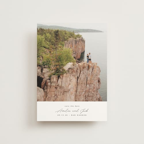 This is a snow save the date postcards with standard by Kaydi Bishop called composition printing on signature in postcard