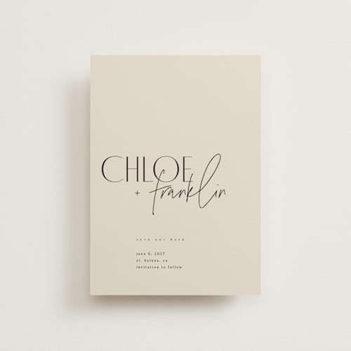 This is a natural save the date postcards with standard by Kelly Schmidt called layered printing on signature in postcard