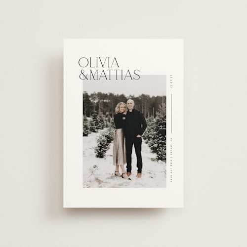 This is a silk save the date postcards with standard by Kelly Schmidt called overlapped printing on signature in postcard