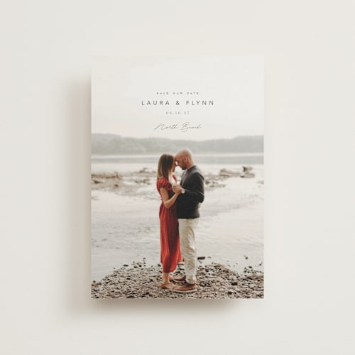 This is a stone save the date postcards with standard by chocomocacino called manchego printing on signature in postcard