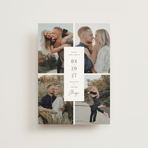 This is a snow save the date postcards with standard by Michelle Taylor called focused printing on signature in postcard