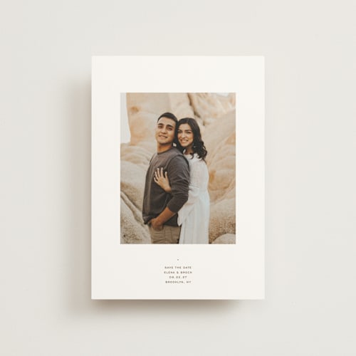 This is a salt save the date postcards with standard by Olivia Kanaley Inman called intention printing on signature in postcard