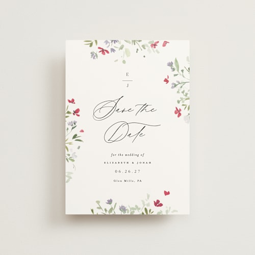 This is a cloud save the date postcards with standard by Everett Paper Goods called brynn printing on signature in postcard