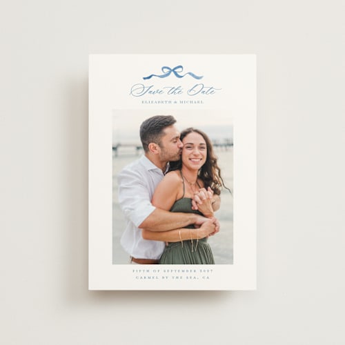 This is a cobalt save the date postcards with standard by Petra Kern called royal printing on signature in postcard