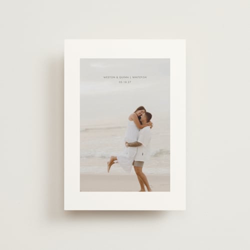 This is a ice save the date postcards with standard by chocomocacino called ritornelli printing on signature in postcard
