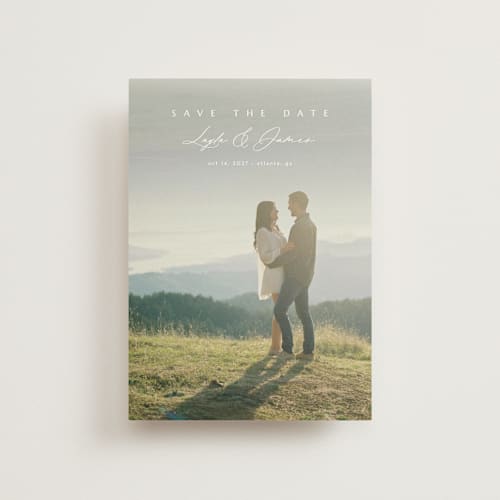 This is a lace save the date postcards with standard by Kaydi Bishop called aloft printing on signature in postcard