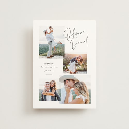 This is a licorice save the date postcards with standard by Jessica Williams called collected gallery printing on signature in postcard