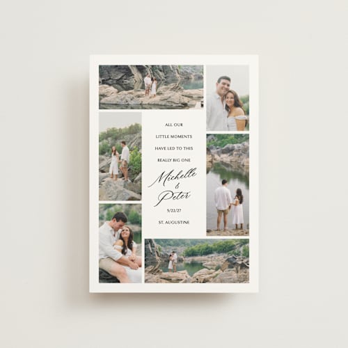 This is a pearl save the date postcards with standard by Kelsey Mucci called little moments big date printing on signature in postcard