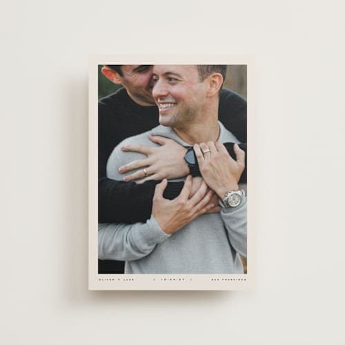 This is a caviar save the date postcards with standard by Kristie Kern called oliver printing on signature in postcard
