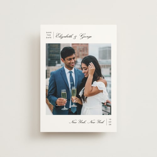 This is a ink save the date postcards with standard by Megan Davis called atelier printing on signature in postcard