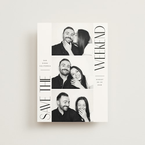 This is a ink save the date postcards with standard by Hudson meet Rose called snapshot printing on signature in postcard