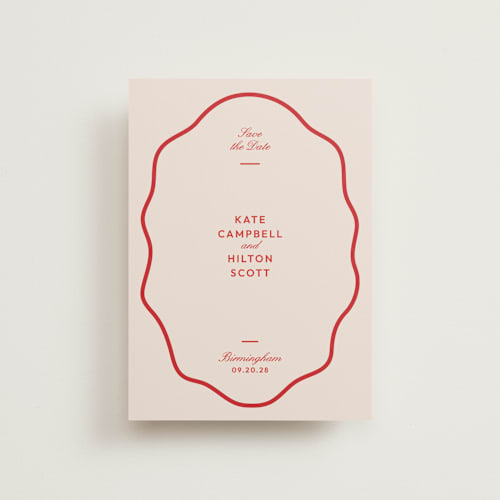 This is a cherry save the date postcards with standard by Megan Davis called croquet printing on signature in postcard