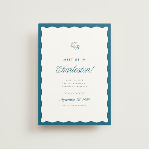 This is a ocean save the date postcards with standard by Kelly Schmidt called meet us printing on signature in postcard