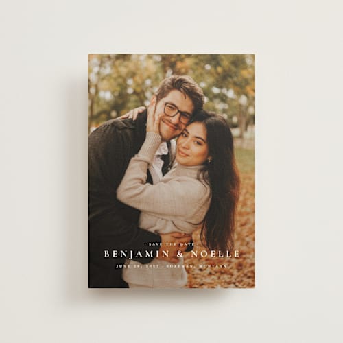 This is a cloud save the date postcards with standard by Wildfield Paper Co called the classic printing on signature in postcard